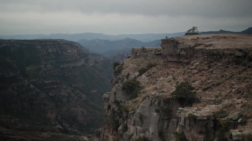 Large rock formations forming a canyon