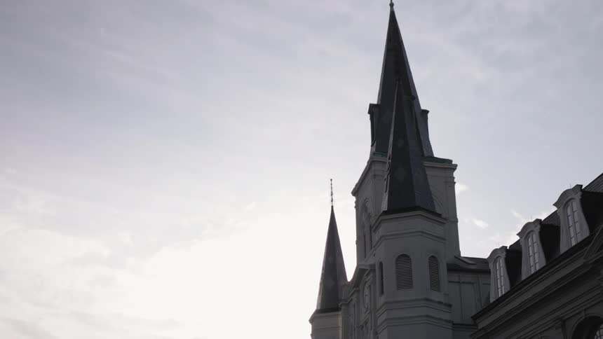 Spires on a building reaching to the sky