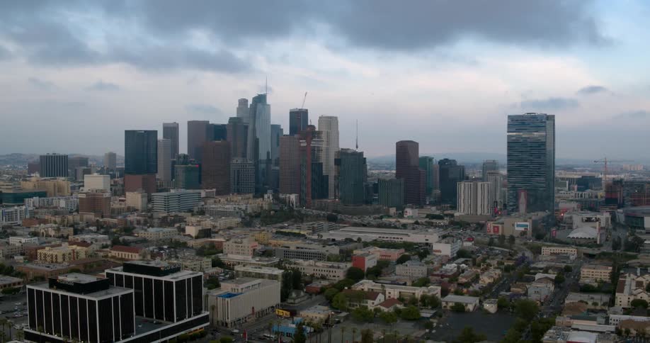 Buildings in a large city on cloudy day
