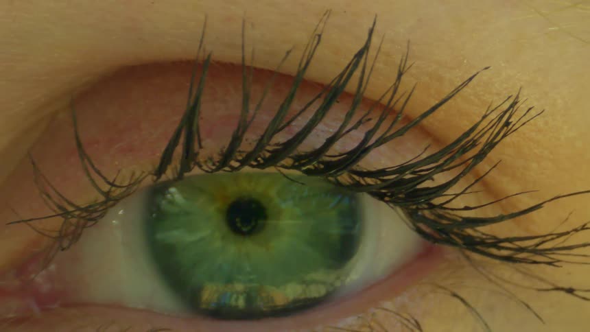 Extreme closeup of a womans green eye