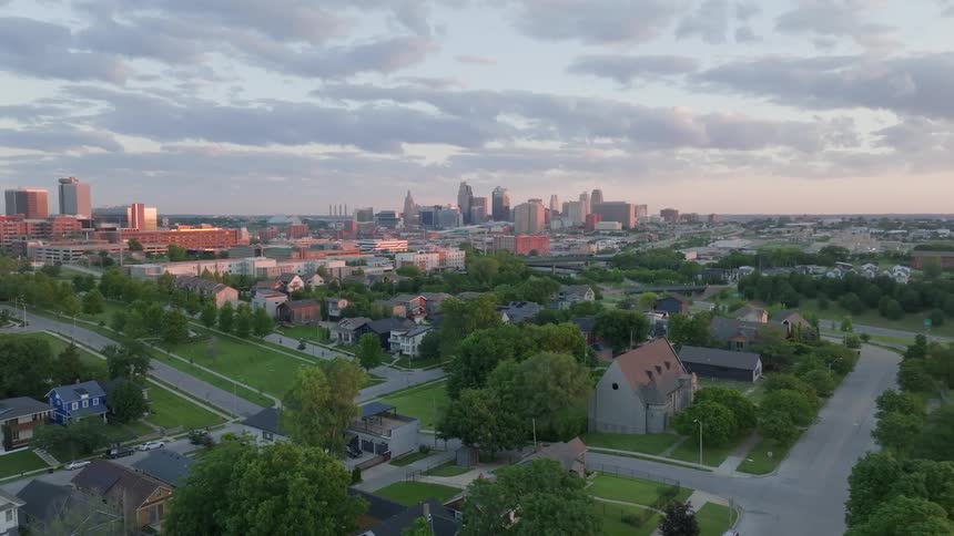 A suburb located near a city downtown