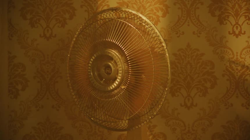 A man walks by the fan
