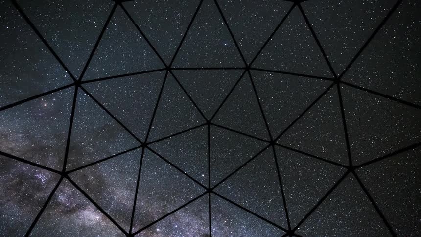 The milky way shines in space