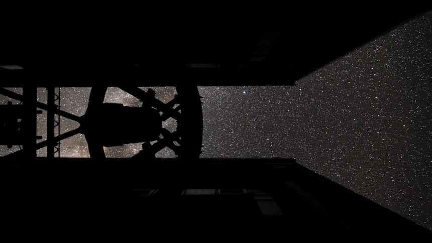 The telescope is pointed towards the starry sky