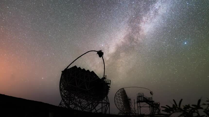 Radio telescopes rotate and capture information about the night sky