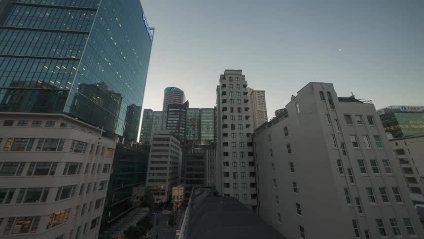 Urban buildings during dusk and dusk in a metropolis