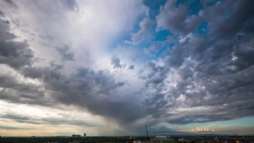 A giant storm moves over a rural community