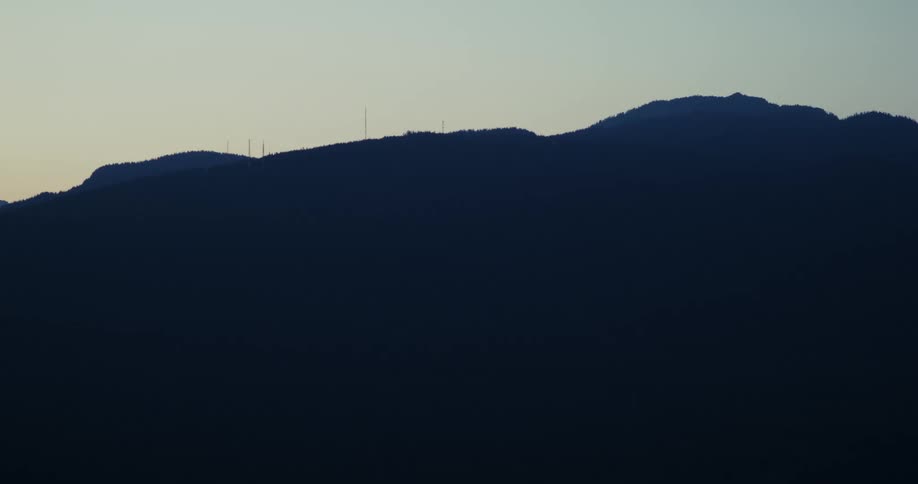 Silhouette of a mountain in a morning sky