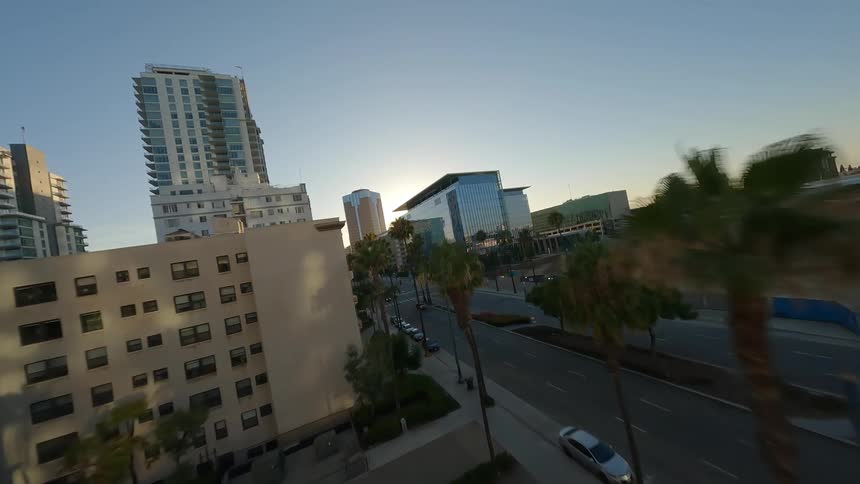Panorama of a metropolis with hotel zones urban and commercial buildings one morning