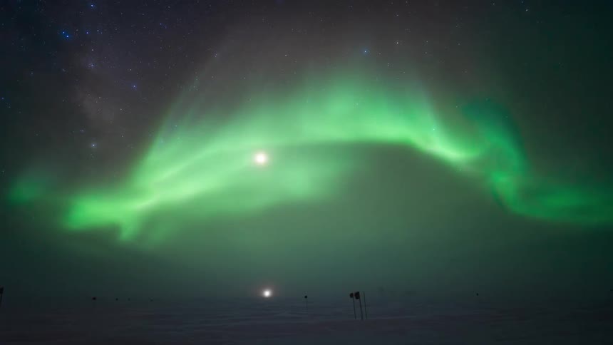 Arctic scenery like night sky with stars and northern lights