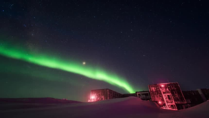 Arctic scenery with night sky with northern lights