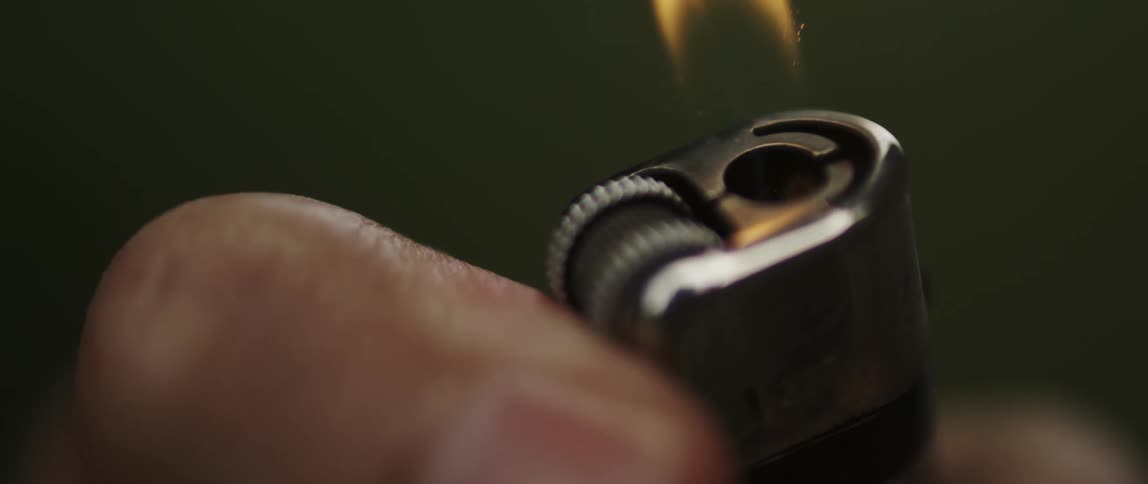 Closeup of a lighter being fired