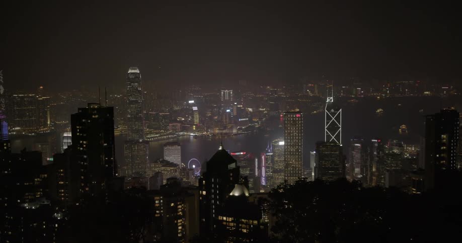 A view of a city at night