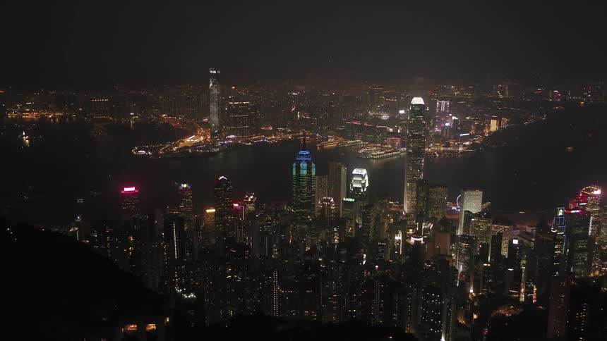 Aerial of Hong Kong at night