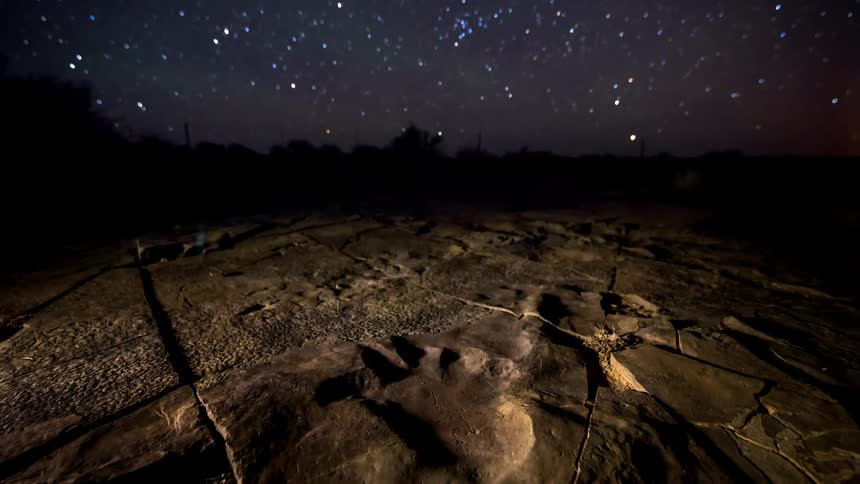 The stars move in the sky above