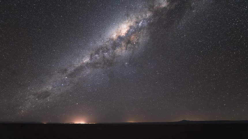 Blue sky dusk and the milky way appears in time lapse