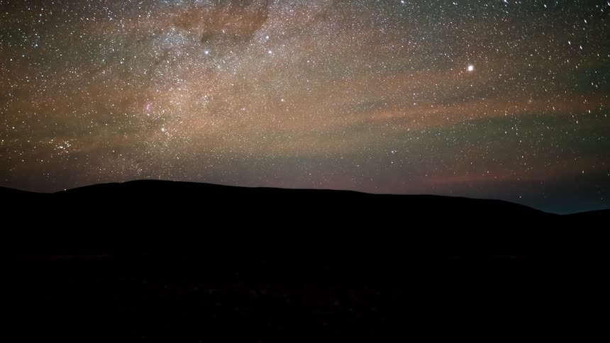 Stars in the galaxy are moving in the time lapse view