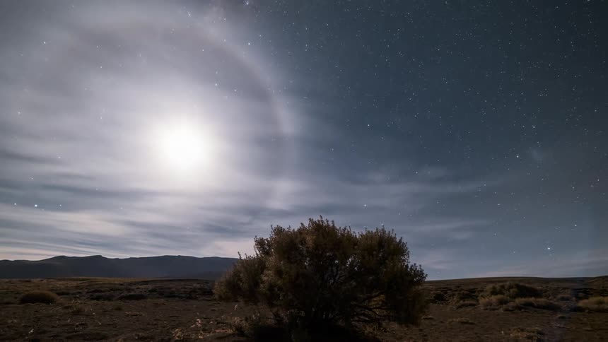 The stars appear in the sky as the sun sets