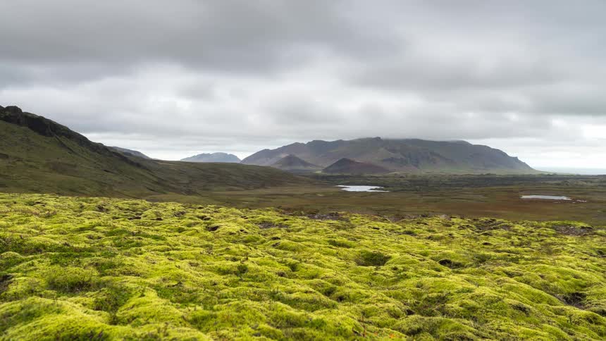 Time lapse view of clouds moving above the valley in spring
