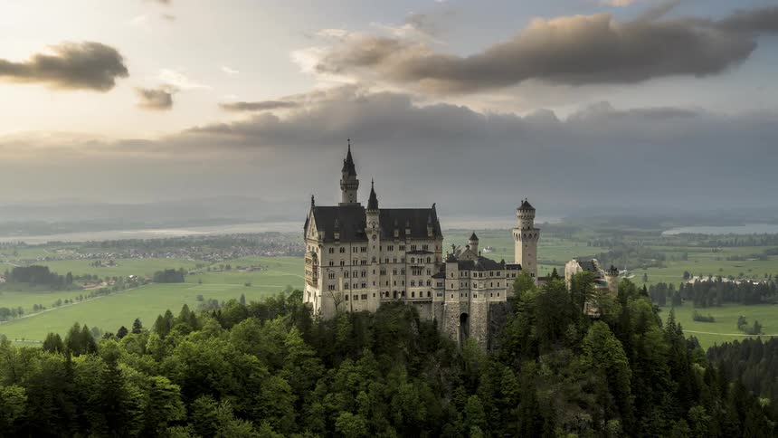 A castle is on the top of the hill