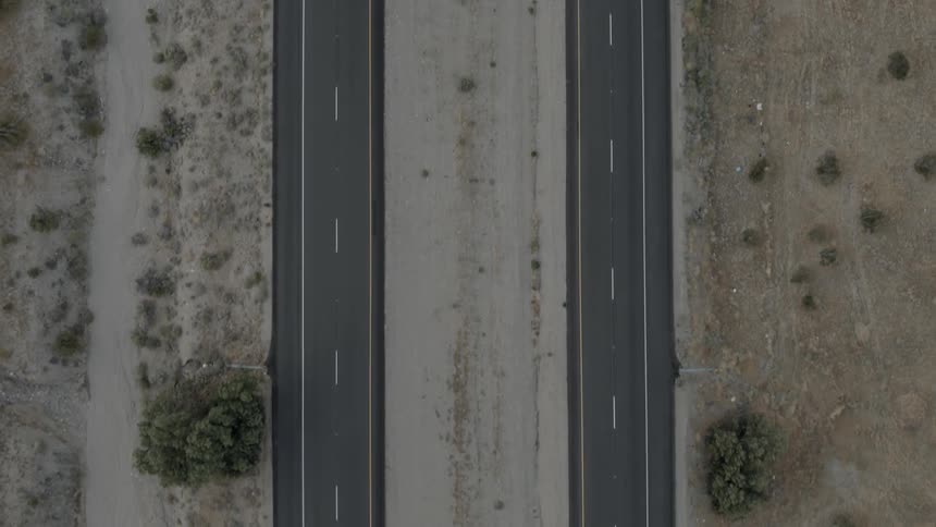 Aerial view of a four-lane divided highway