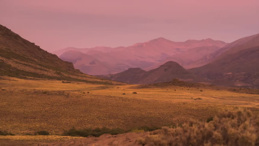 Panorama of mountains with the day dawning