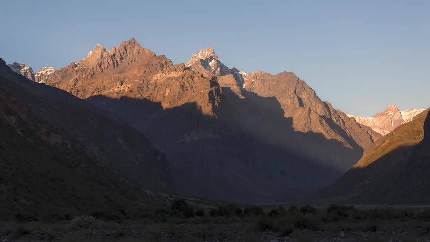 Shadow taking over the mountains and the day getting dark