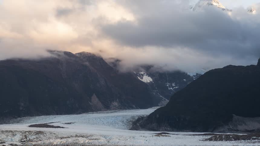 Fog and smoke is covering the mountains during winter season