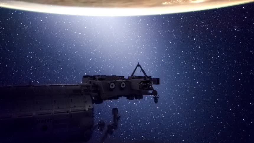 A view of earth and the stars seen from the international space station
