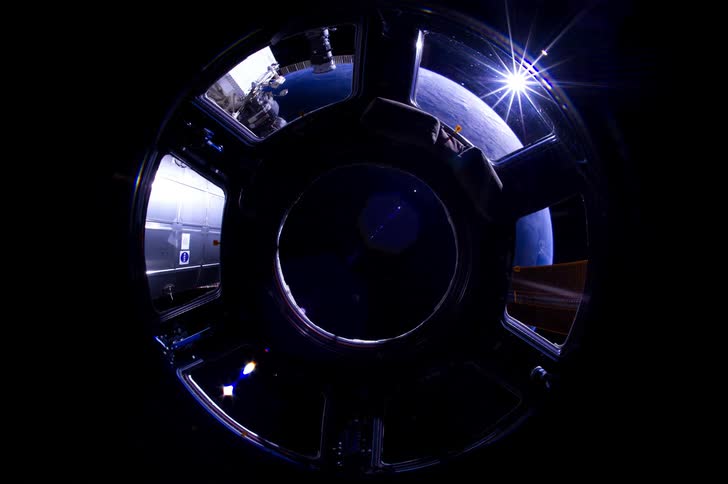 The earth can be seen from the space telescope