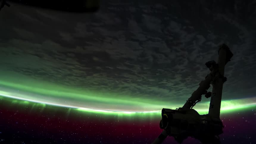 A view of northern lights over the earth seen from the international space station