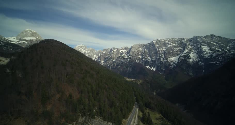 The mountains are covered with snow ahead