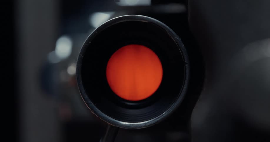Bright lights are flashing from a camera lens