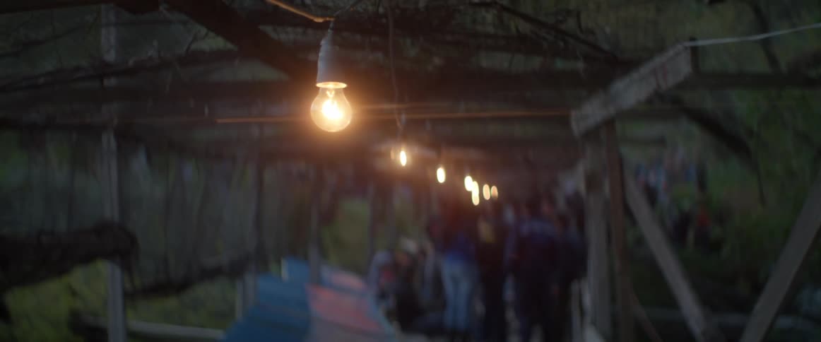 Light Bulbs illuminate an outdoor area
