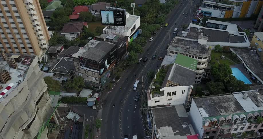 Aerial view of traffic in a city