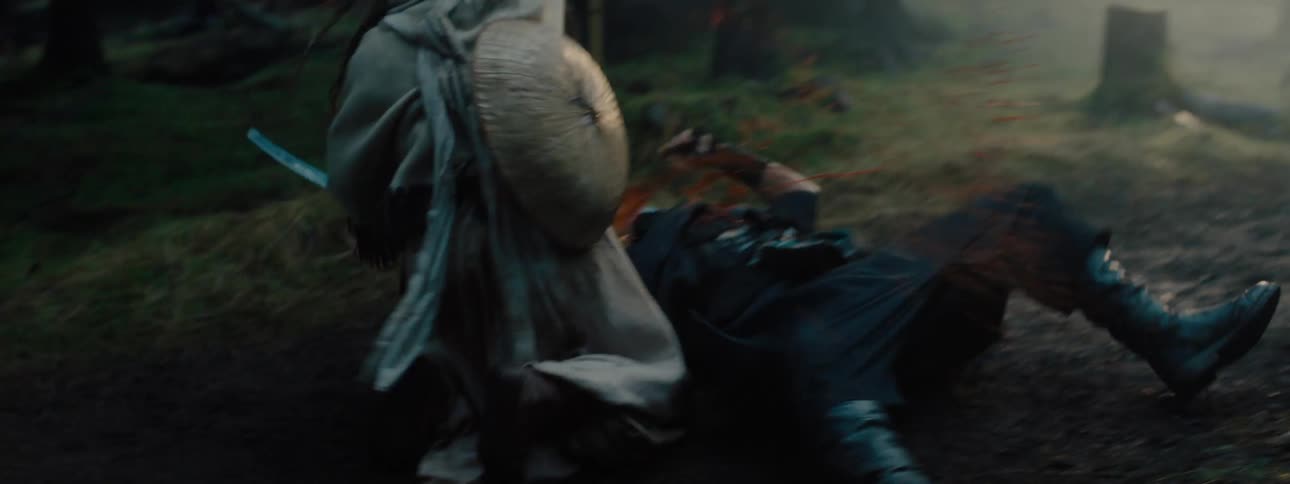 Ancient warriors fighting to death on the ground of a forest