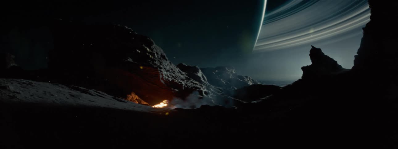 Natural landscape of rocks with a bonfire against a space night sky
