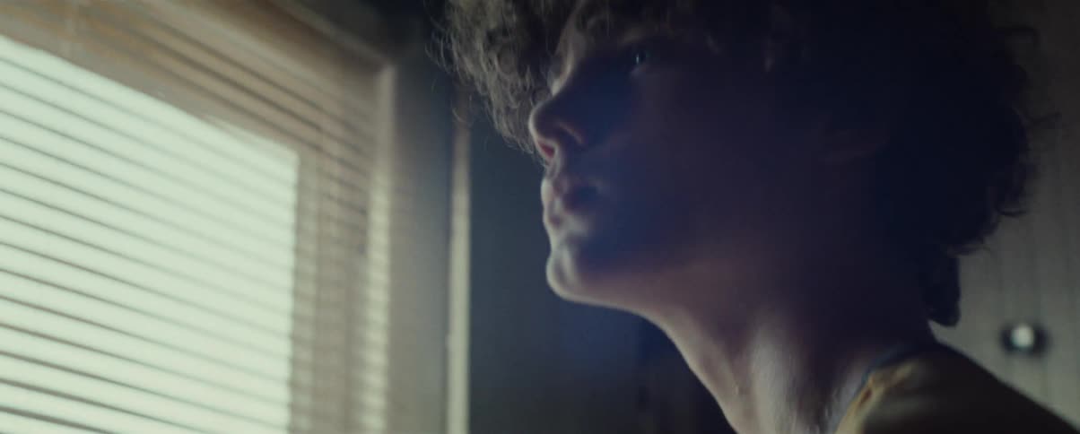 A young teenage boy in the kitchen at home