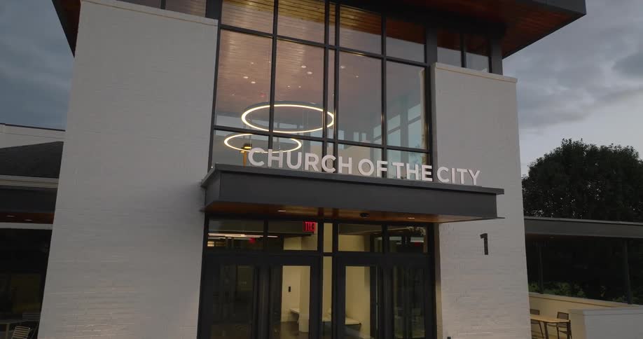 Facade of a modern church building