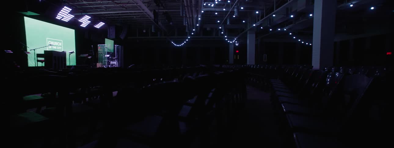A stage and theater for a religious organization
