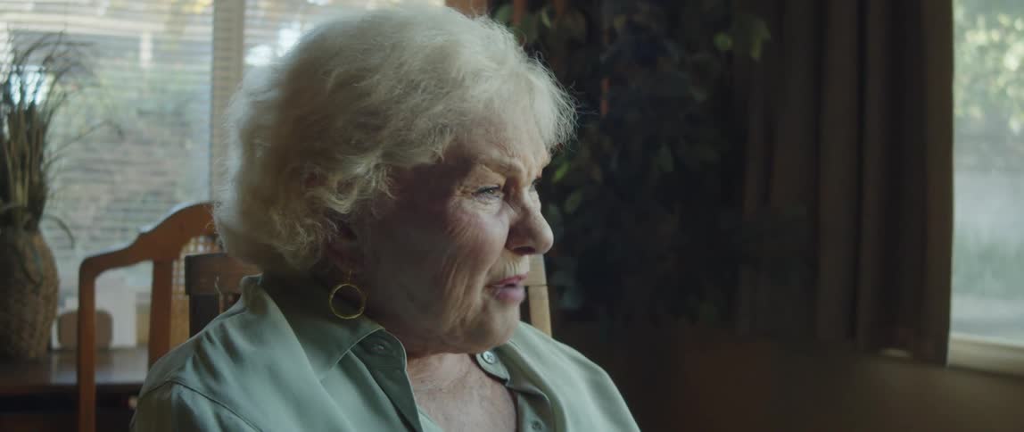 Portrait of an elderly lady sitting and talking