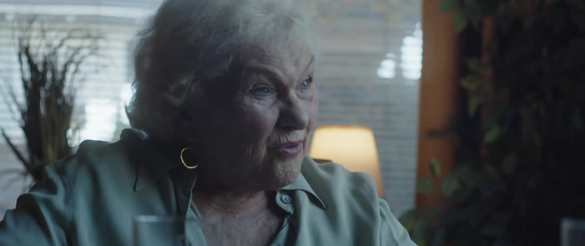 Portrait of an elderly lady sitting and talking