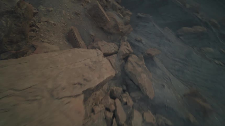 Aerial panorama of desert rocks and mountains