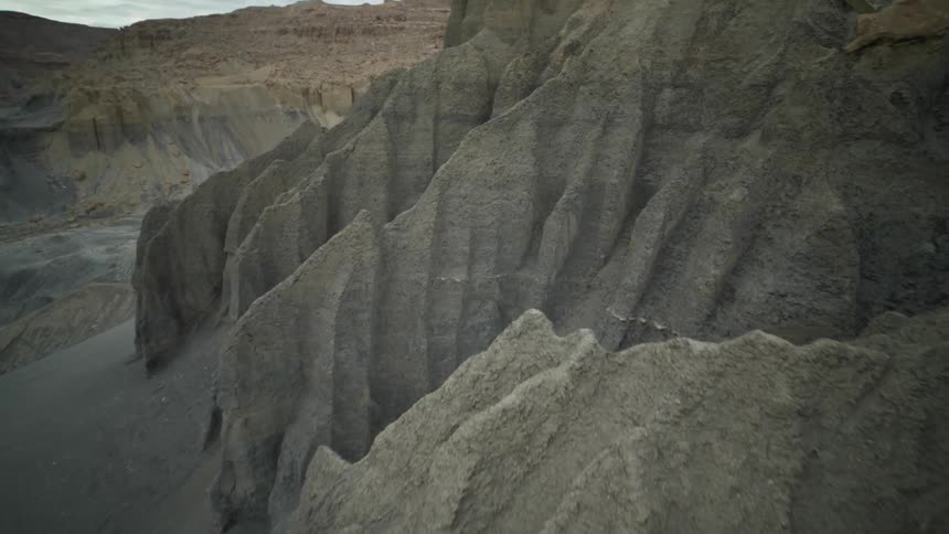 Aerial landscape of weathered rocks in natural mountains