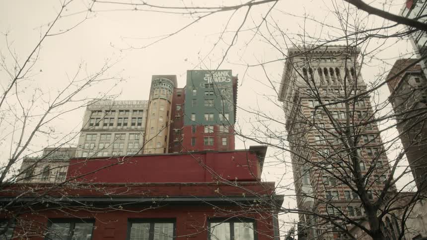 Urban and commercial buildings in a metropolis on a cloudy day