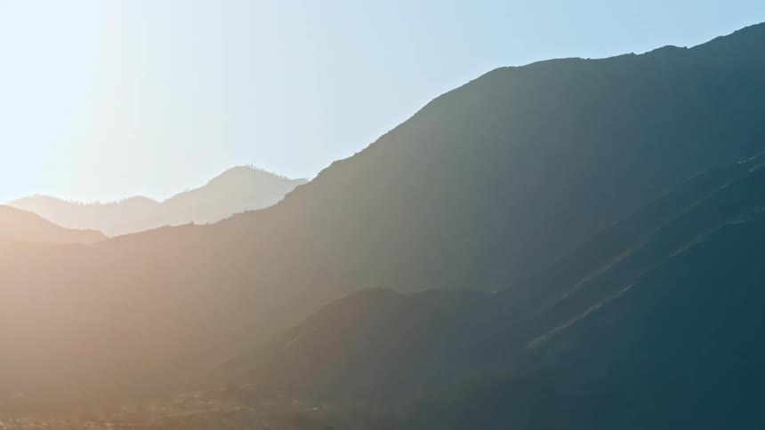 Mountain range with reflection of the morning sun
