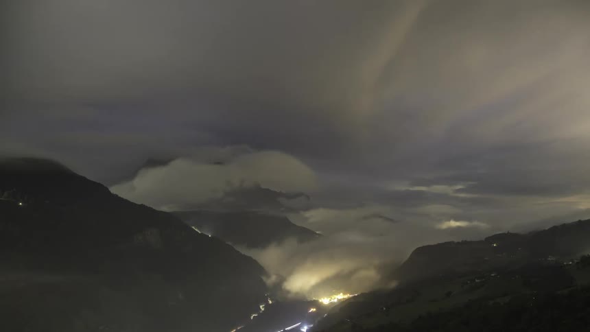 A mountain range landscape with a rapid day night cycle