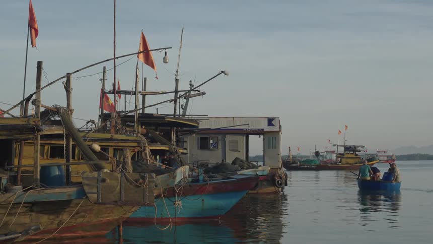 Boats stopped in a calm sea