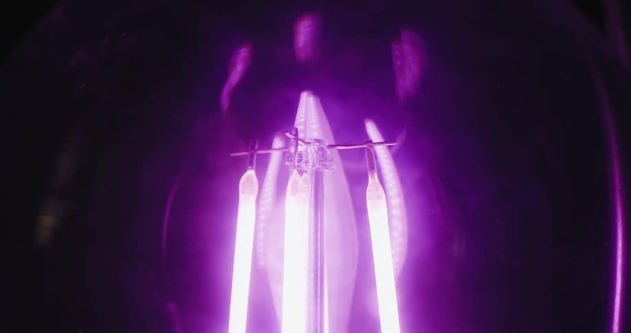 A large purple light turns on and then shuts off
