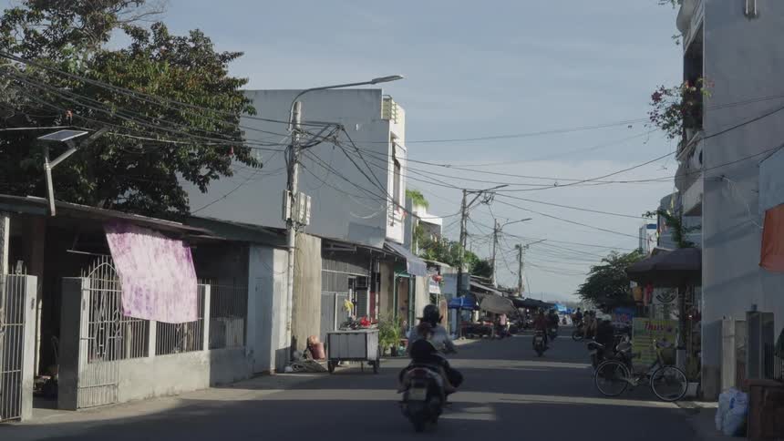 A busy downtown urban city landscape midday